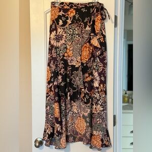Anthropologie Maeve Ruffled  Wrap Skirt Size Small